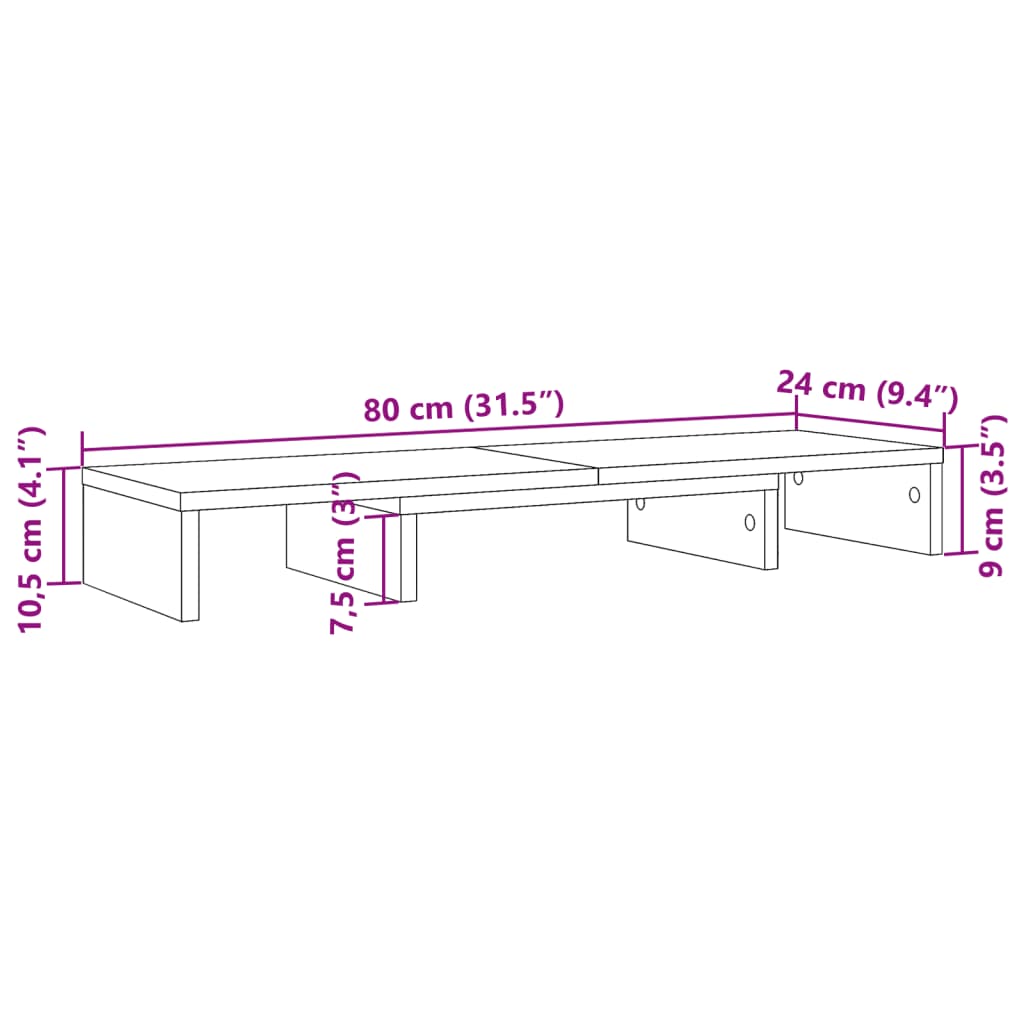 Monitor Stand Riser Adjustable Brown Oak 80x24x10.5 cm Engineered Wood