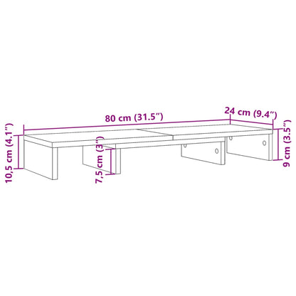 Monitor Stand Riser Adjustable Brown Oak 80x24x10.5 cm Engineered Wood