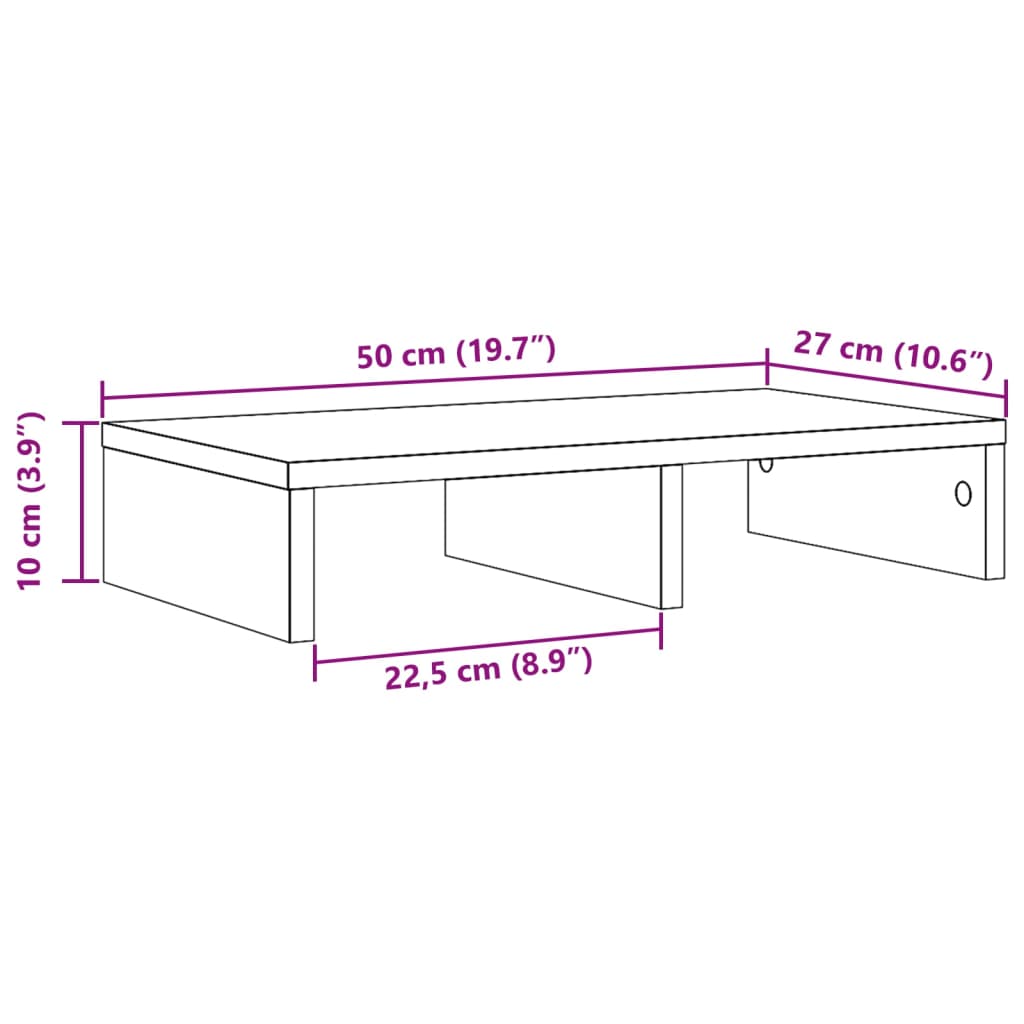 Monitor Stand White 50x27x10 cm Engineered Wood