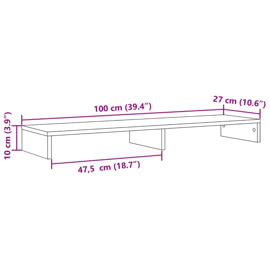 Monitor Stand Black 100x27x10 cm Engineered Wood