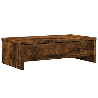 Monitor Stand with Drawers Smoked Oak 50x27x15 cm Engineered Wood