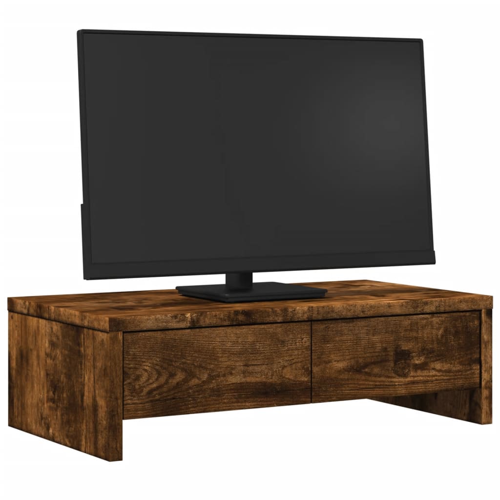 Monitor Stand with Drawers Smoked Oak 50x27x15 cm Engineered Wood