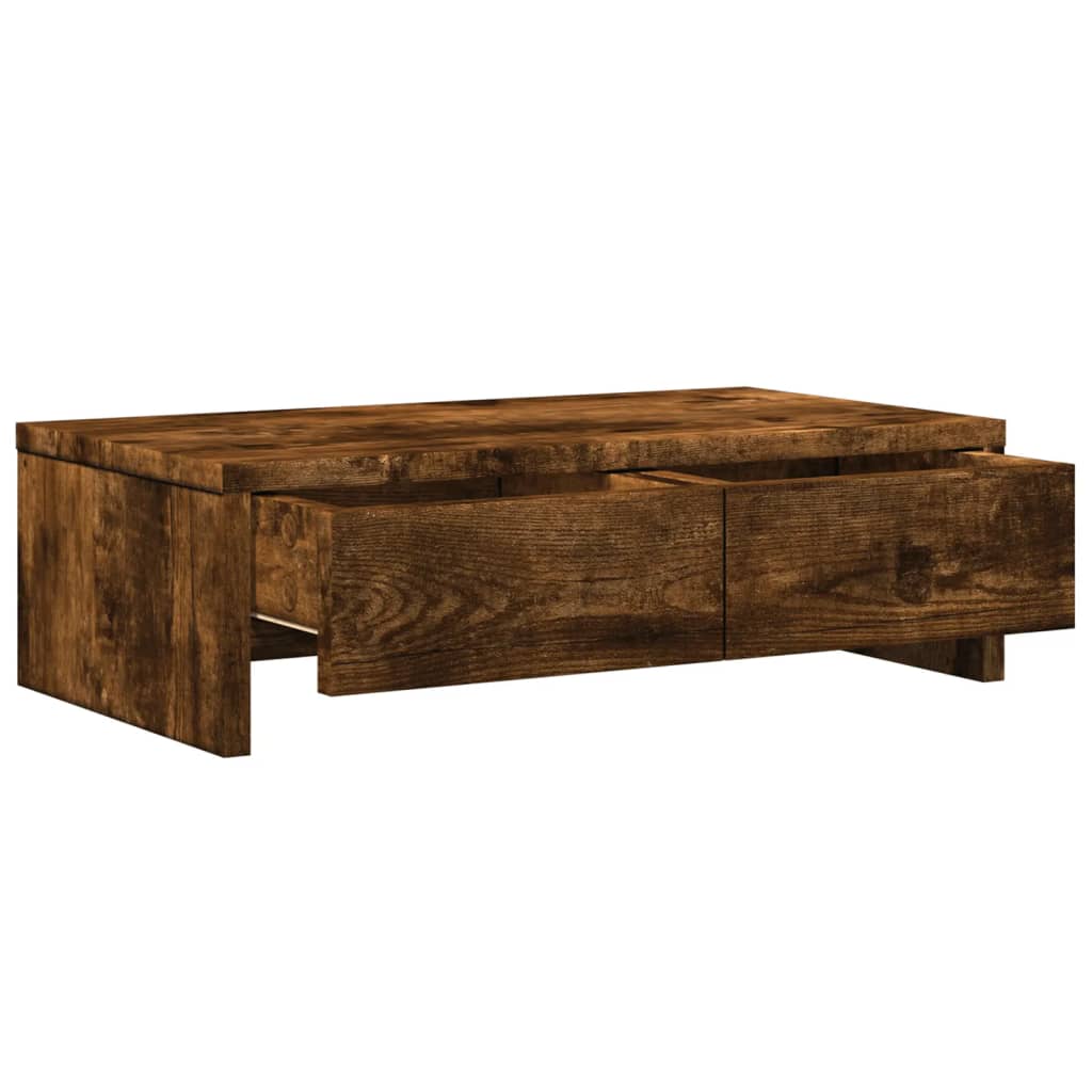 Monitor Stand with Drawers Smoked Oak 50x27x15 cm Engineered Wood