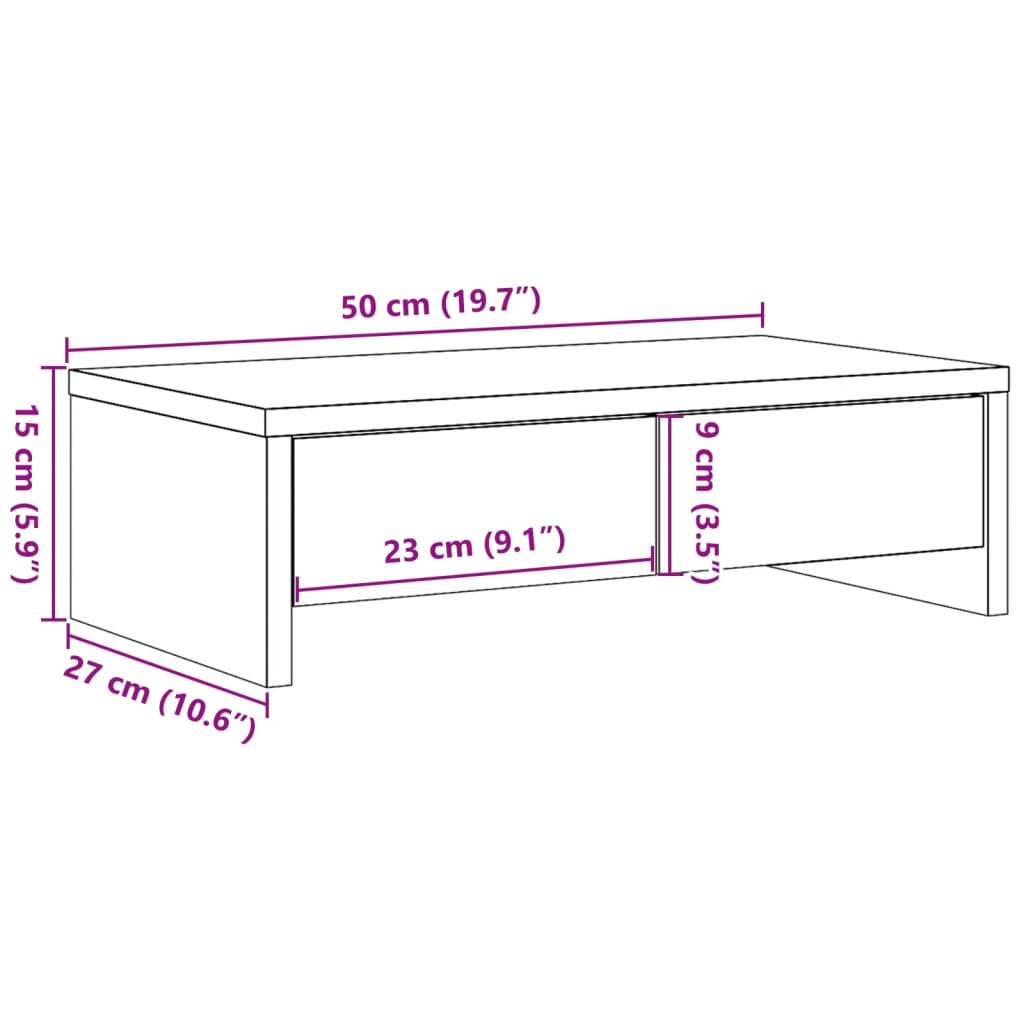 Monitor Stand with Drawers Smoked Oak 50x27x15 cm Engineered Wood