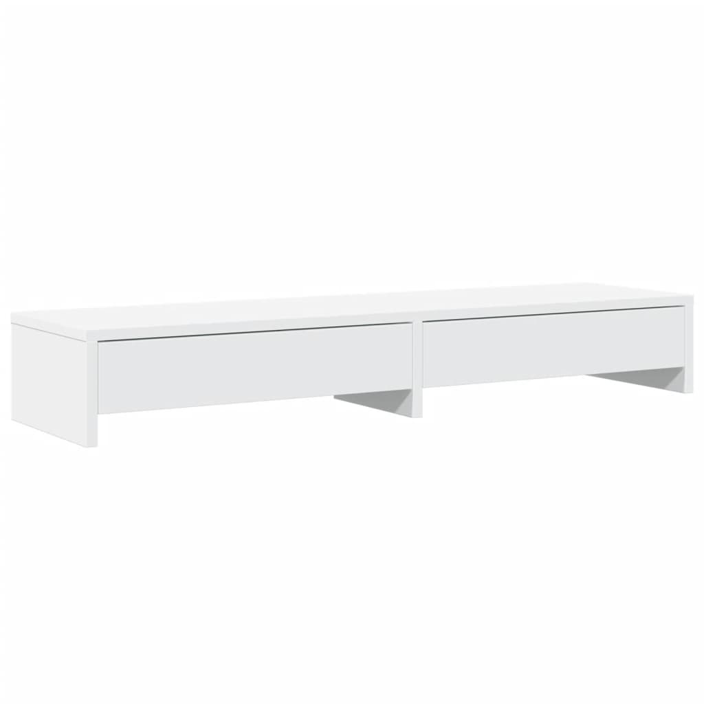 Monitor Stand with Drawers White 100x27x15 cm Engineered Wood