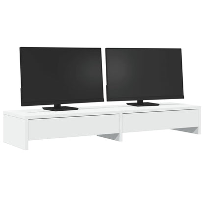 Monitor Stand with Drawers White 100x27x15 cm Engineered Wood