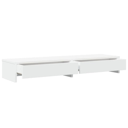 Monitor Stand with Drawers White 100x27x15 cm Engineered Wood