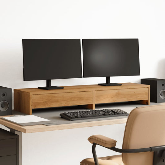 Monitor Stand with Drawers Artisian Oak 100x27x15 cm Engineered Wood