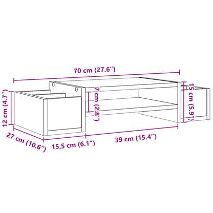 Monitor Stand with Storage Sonoma Oak 70x27x15 cm Engineered Wood