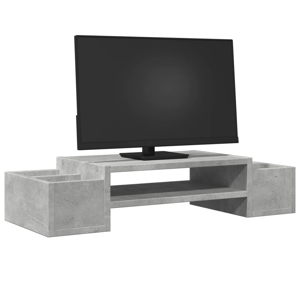 Monitor Stand with Storage Concrete Grey 70x27x15 cm Engineered Wood