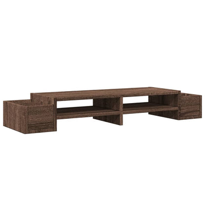 Monitor Stand with Storage Brown Oak 100x27x15 cm Engineered Wood