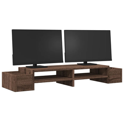 Monitor Stand with Storage Brown Oak 100x27x15 cm Engineered Wood