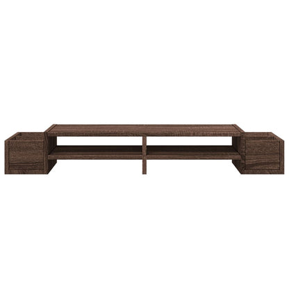 Monitor Stand with Storage Brown Oak 100x27x15 cm Engineered Wood