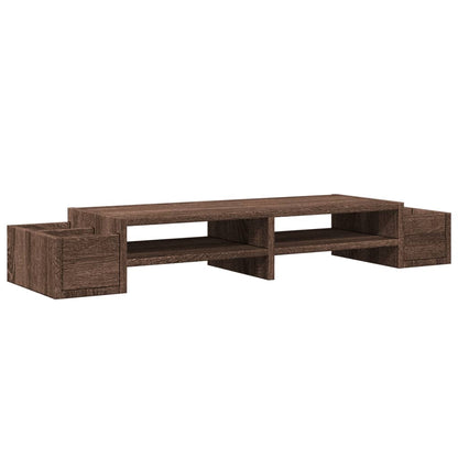 Monitor Stand with Storage Brown Oak 100x27x15 cm Engineered Wood