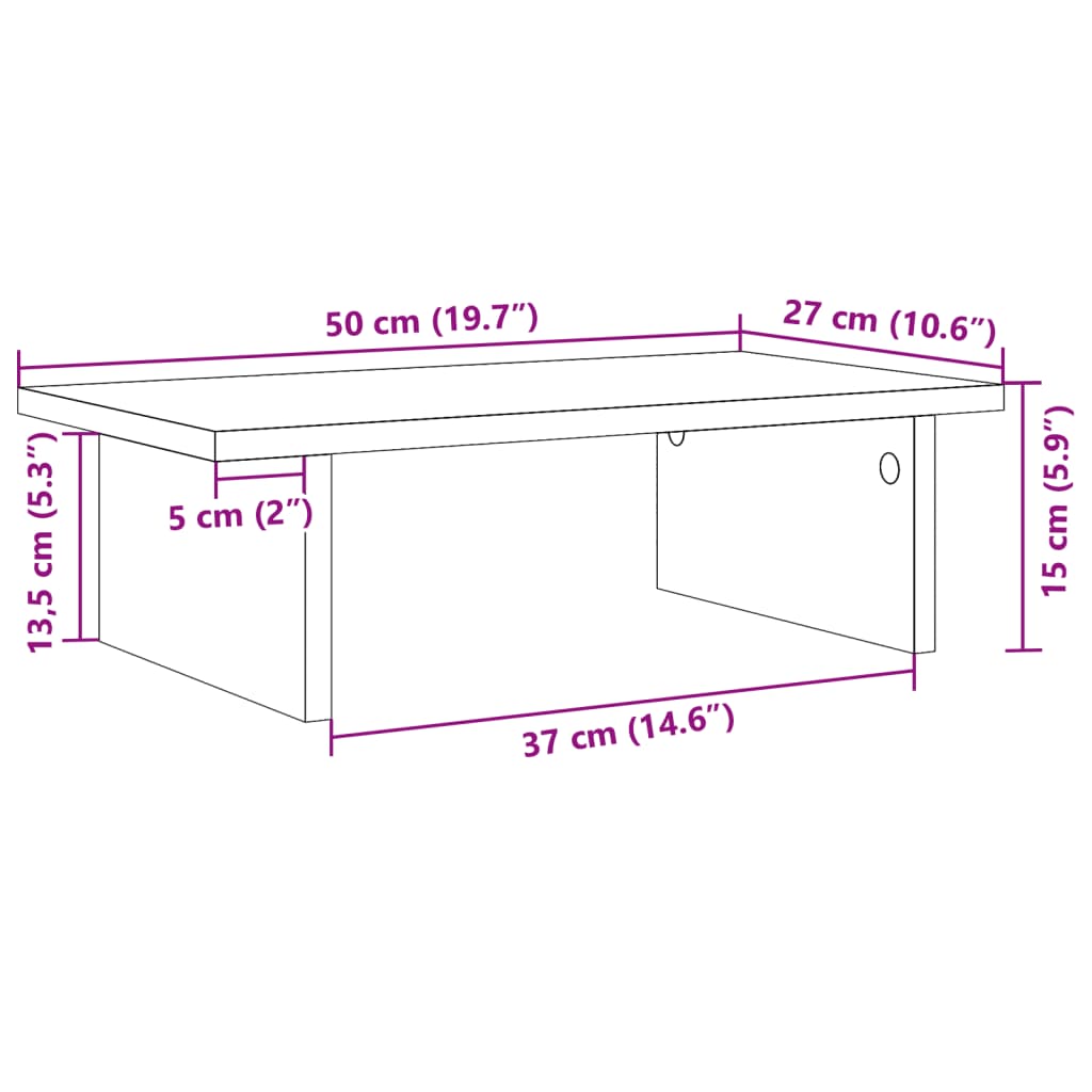 Monitor Stand White 50x27x15 cm Engineered Wood