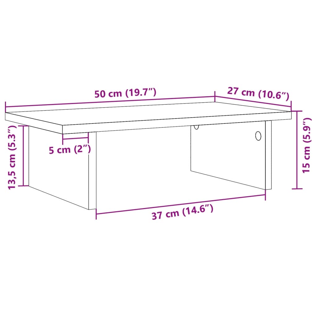 Monitor Stand Black 50x27x15 cm Engineered Wood