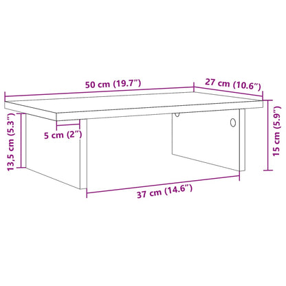 Monitor Stand Brown Oak 50x27x15 cm Engineered Wood