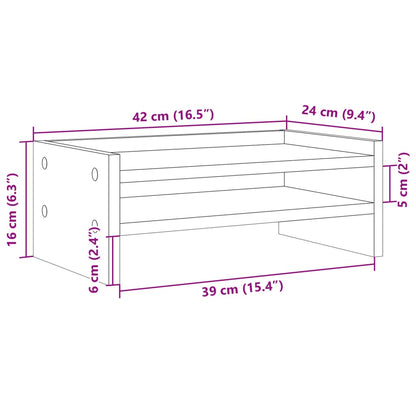 Monitor Stand Smoked Oak 42x24x16 cm Engineered Wood