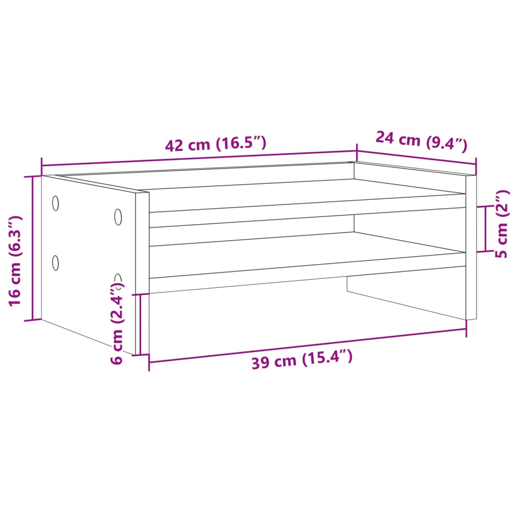 Monitor Stand Grey Sonoma 42x24x16 cm Engineered Wood