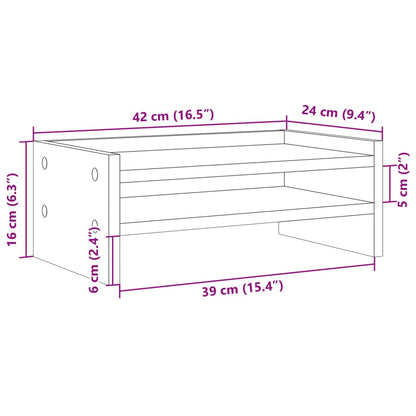 Monitor Stand Brown Oak 42x24x16 cm Engineered Wood