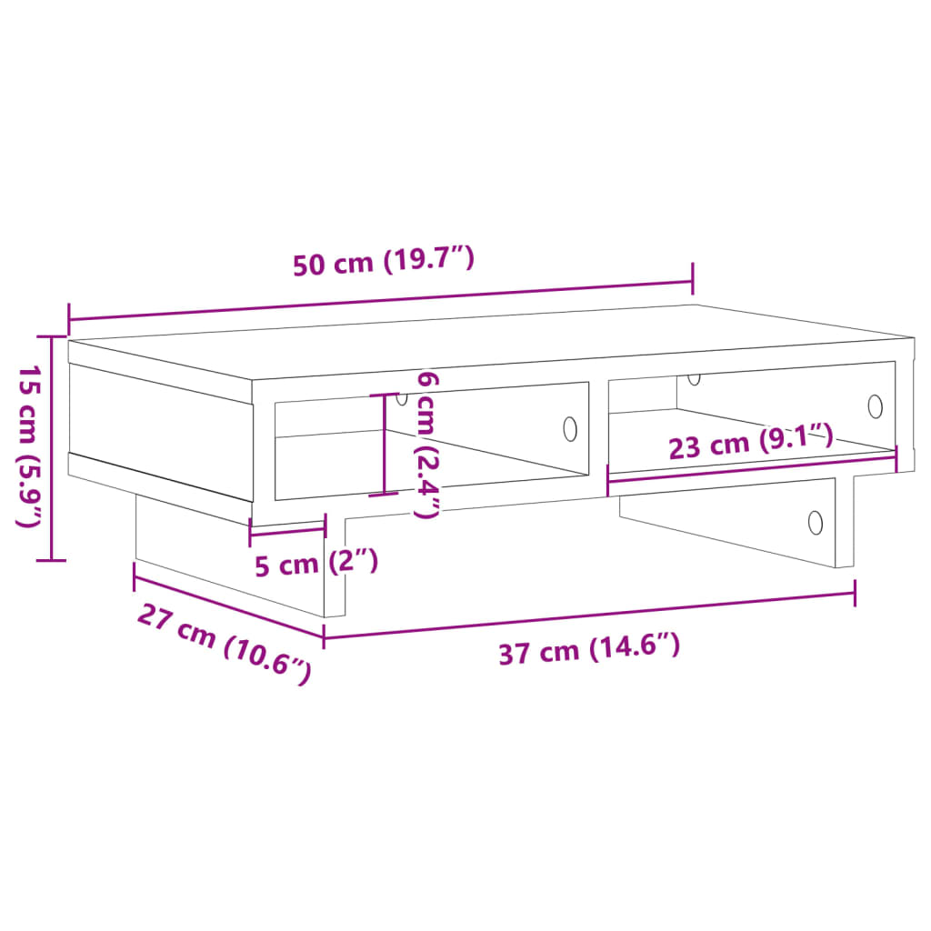 Monitor Stand White 50x27x15 cm Engineered Wood