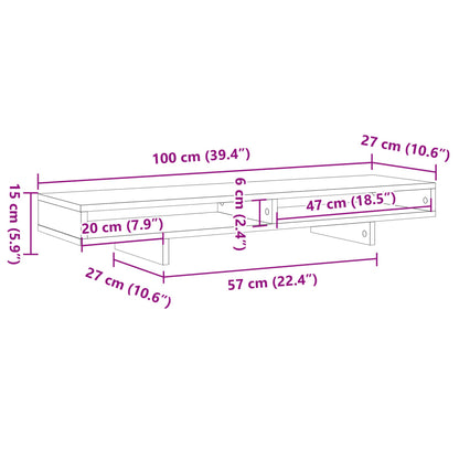 Monitor Stand White 100x27x15 cm Engineered Wood