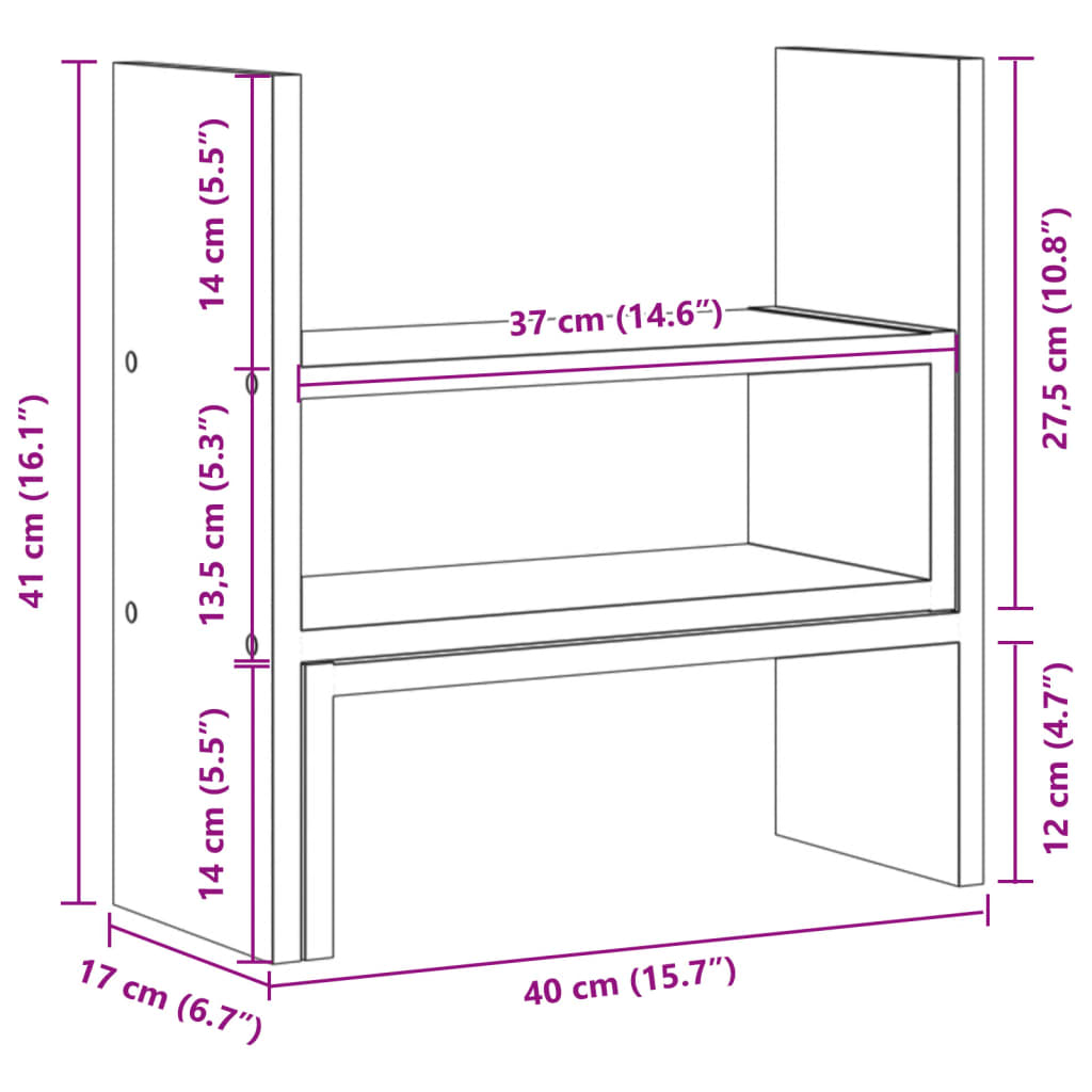 Desk Organiser Adjustable White 40x17x41 cm Engineered Wood