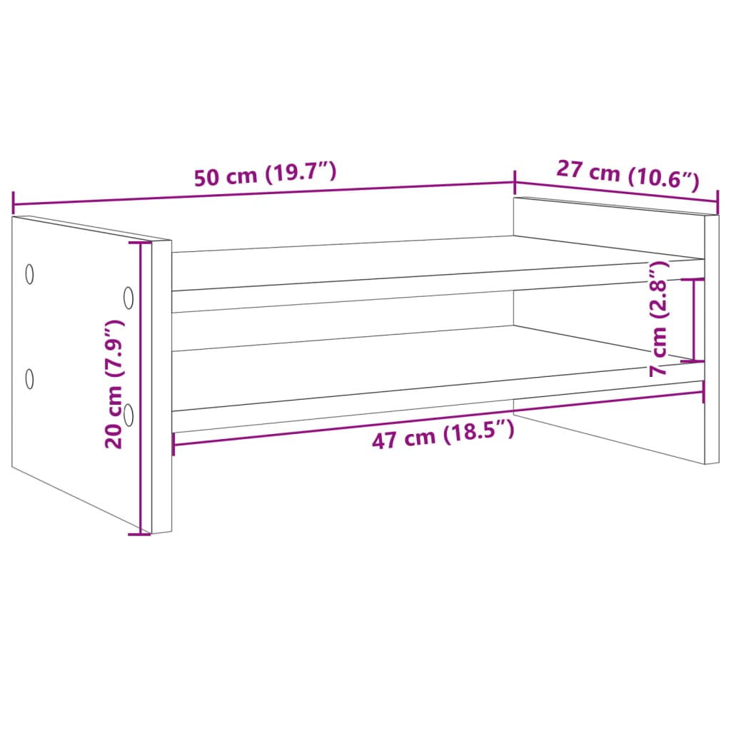 Monitor Stand White 50x27x20 cm Engineered Wood