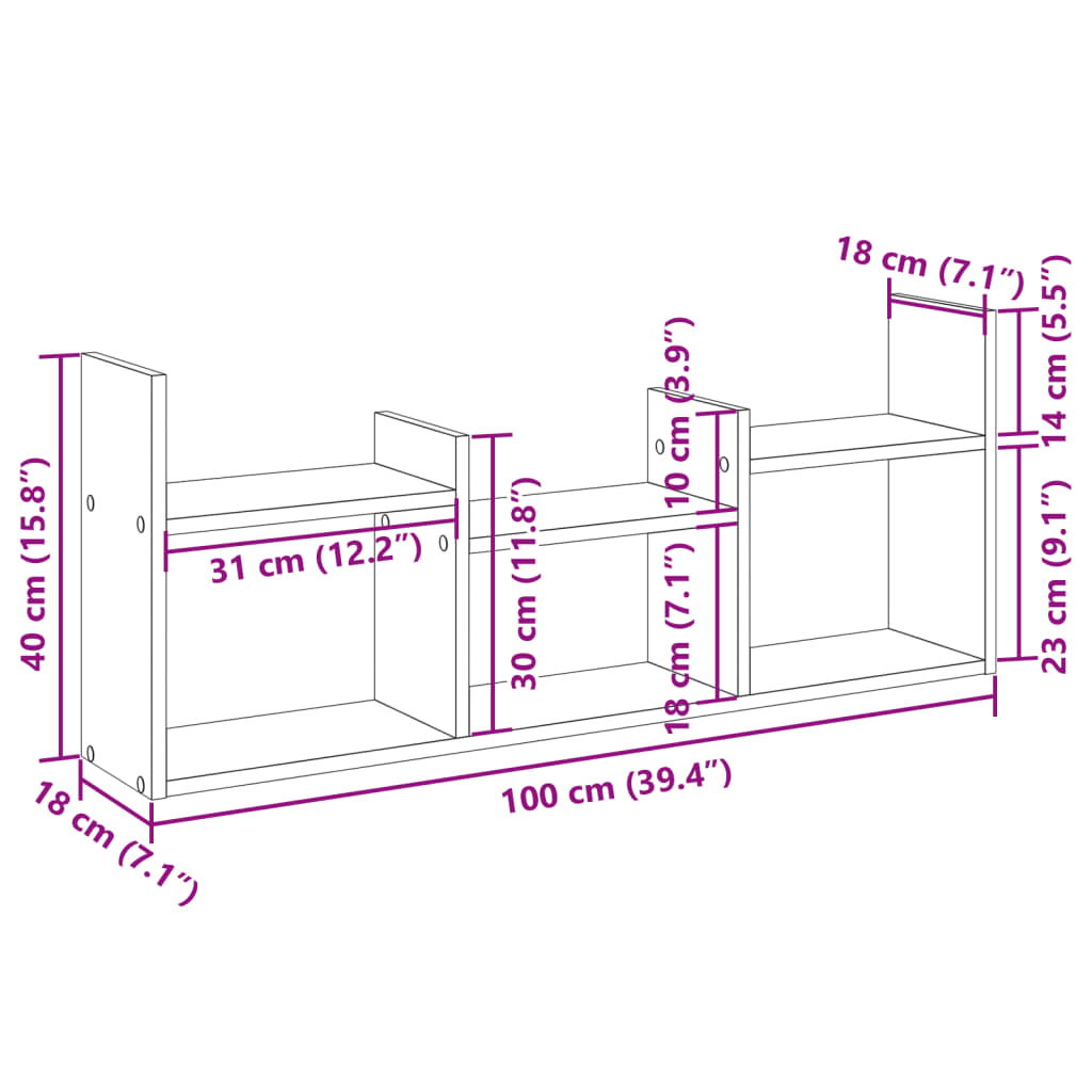 Wall Cabinet 100x18x40 cm White Engineered Wood