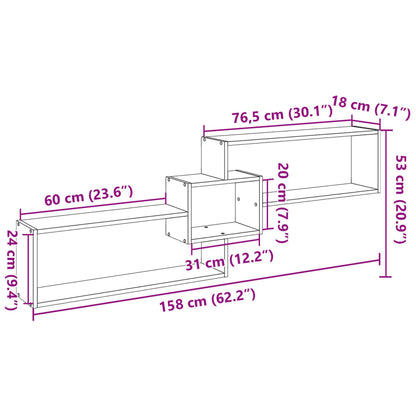 Wall Cabinet 158x18x53 cm Black Engineered Wood