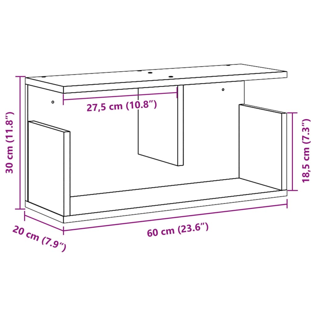 Wall Cabinet 60x20x30 cm Grey Sonoma Engineered Wood