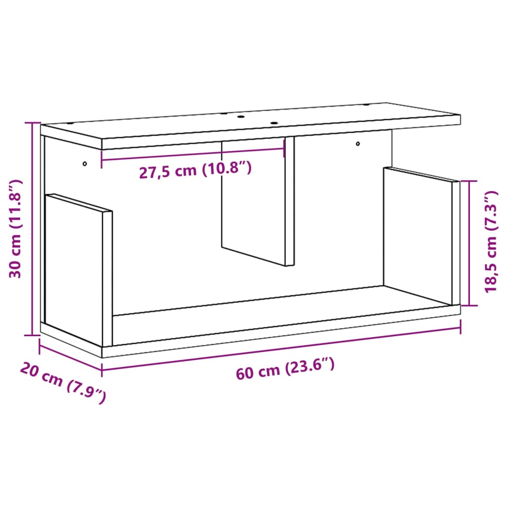 Wall Cabinet 60x20x30 cm Old Wood Engineered Wood