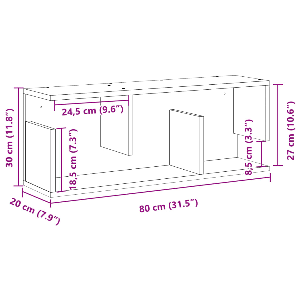 Wall Cabinet 80x20x30 cm White Engineered Wood