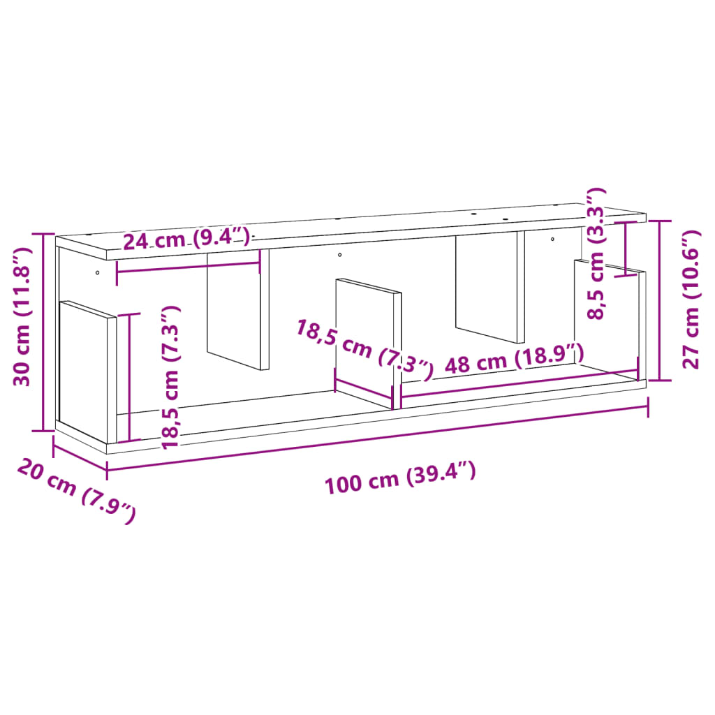 Wall Cabinet 100x20x30 cm White Engineered Wood