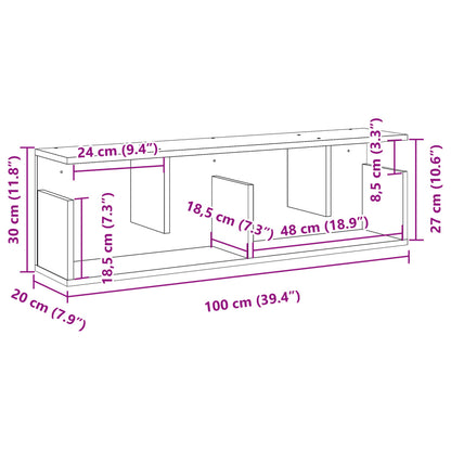 Wall Cabinet 100x20x30 cm Black Engineered Wood