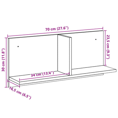 Wall Cabinet 70x16.5x30 cm Black Engineered Wood