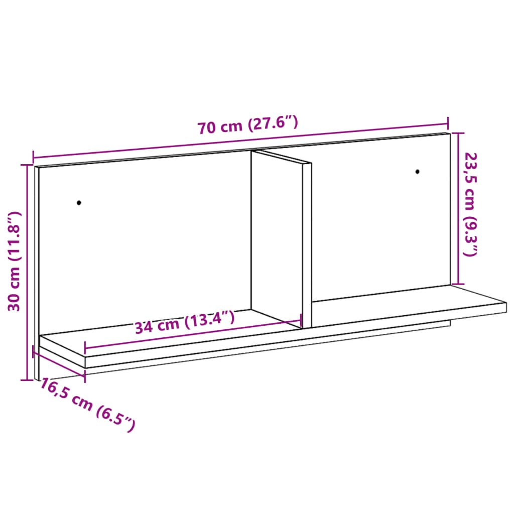 Wall Cabinet 70x16.5x30 cm Concrete Grey Engineered Wood