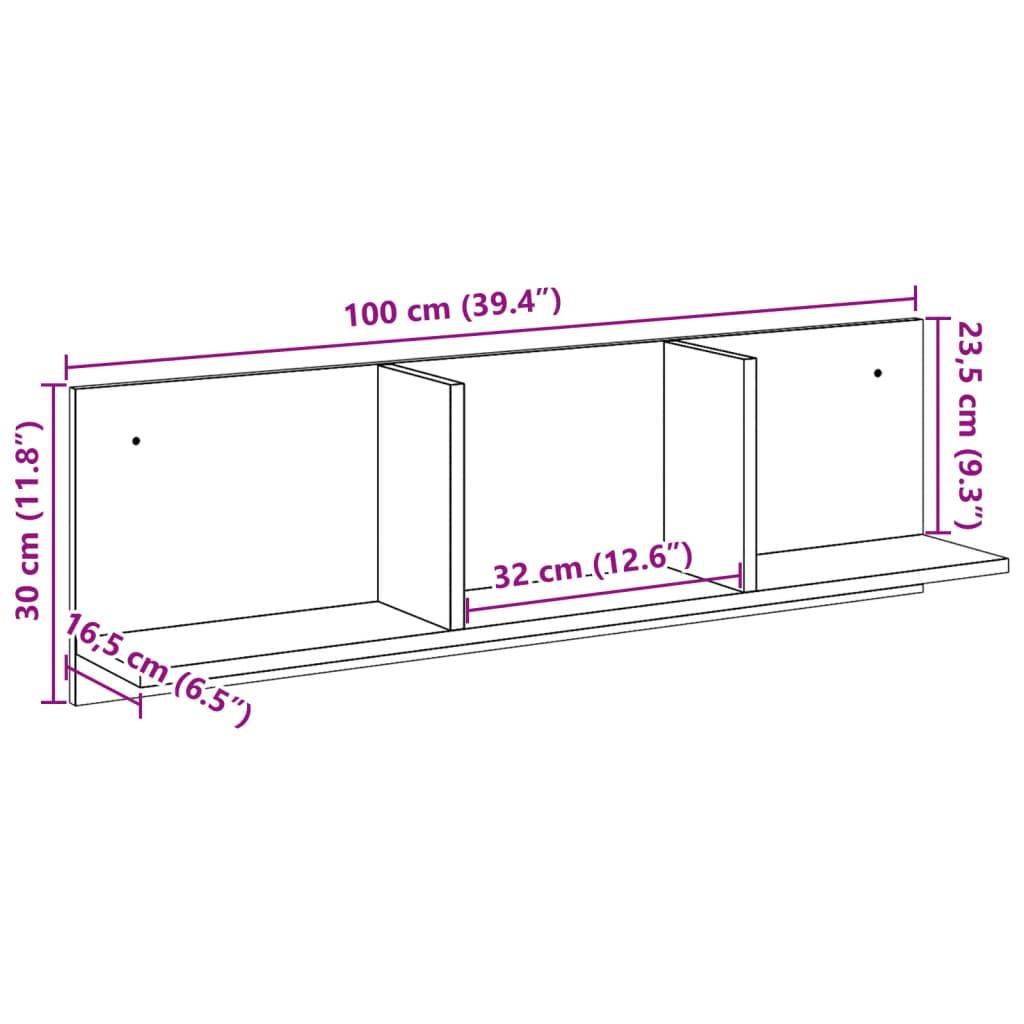 Wall Cabinet 100x16.5x30 cm Sonoma Oak Engineered Wood