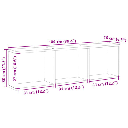 Wall Cabinet 100x16x30 cm Concrete Grey Engineered Wood