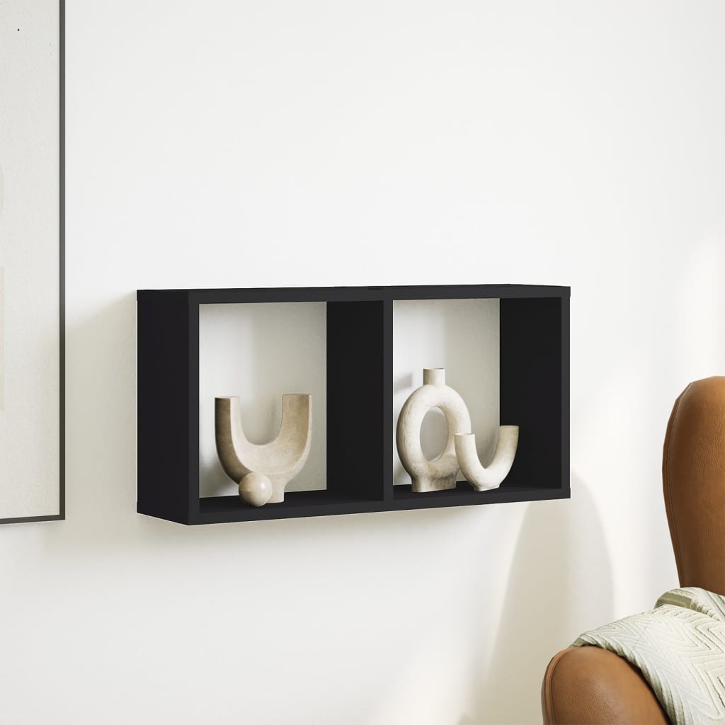 Wall Cabinet 60x16x30 cm Black Engineered Wood