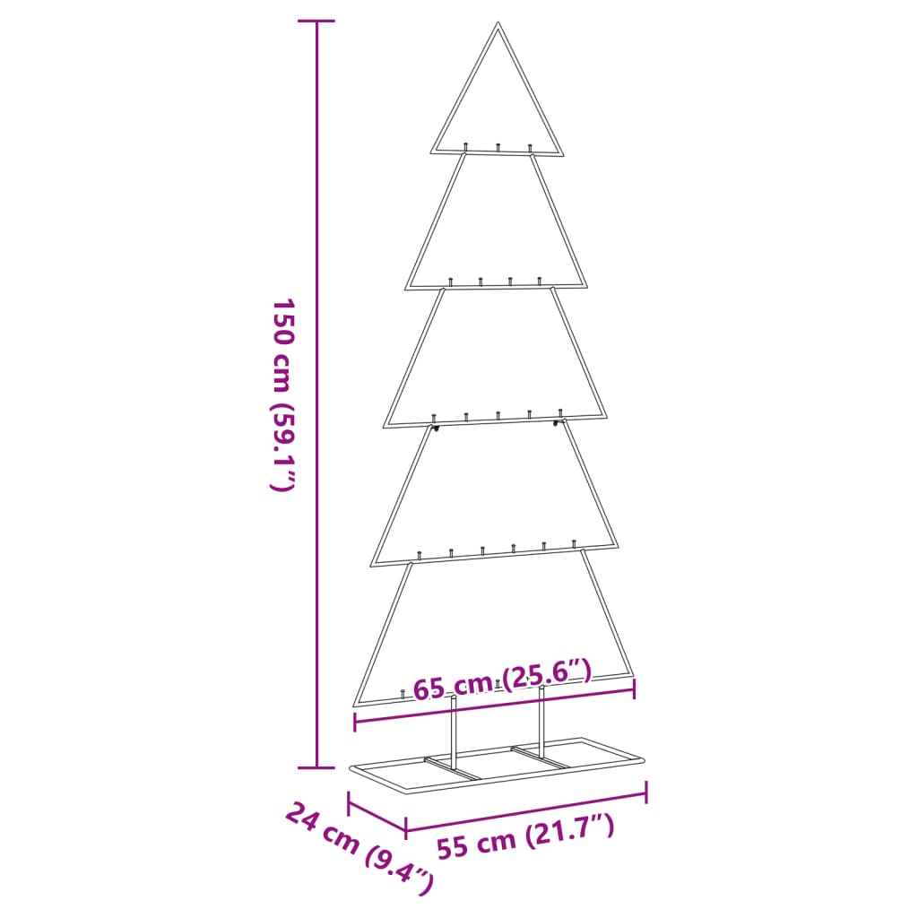 Metal Christmas Tree for Decoration Black 150 cm