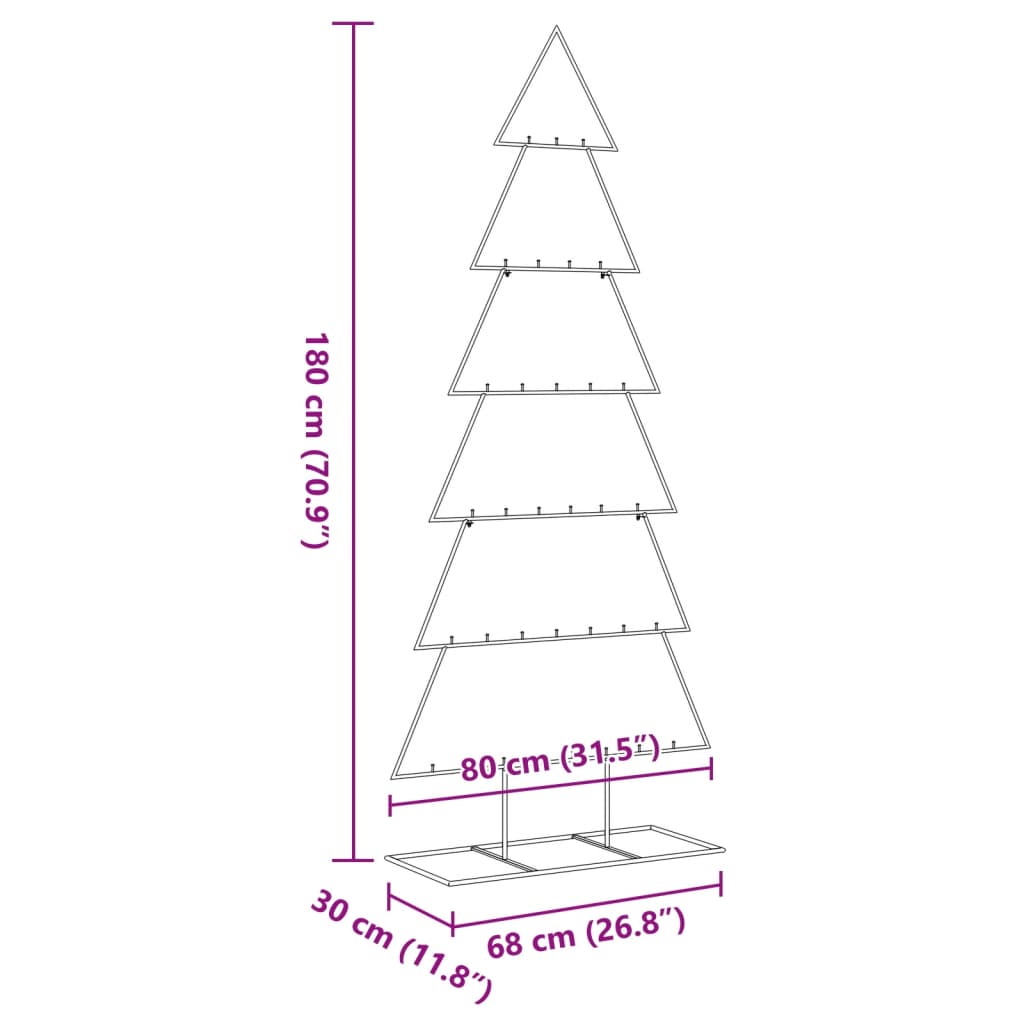 Metal Christmas Tree for Decoration Black 180 cm