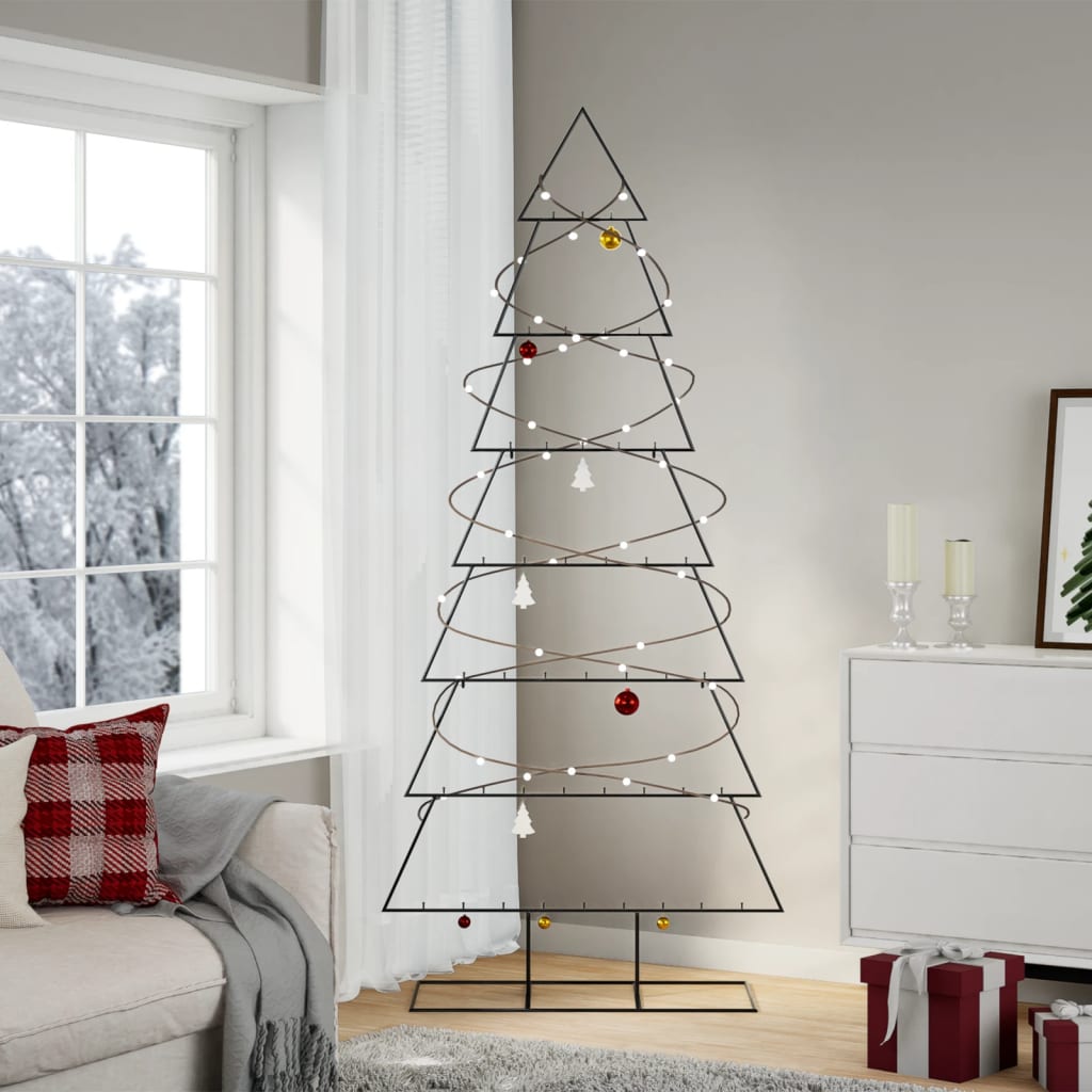 Metal Christmas Tree for Decoration Black 210 cm