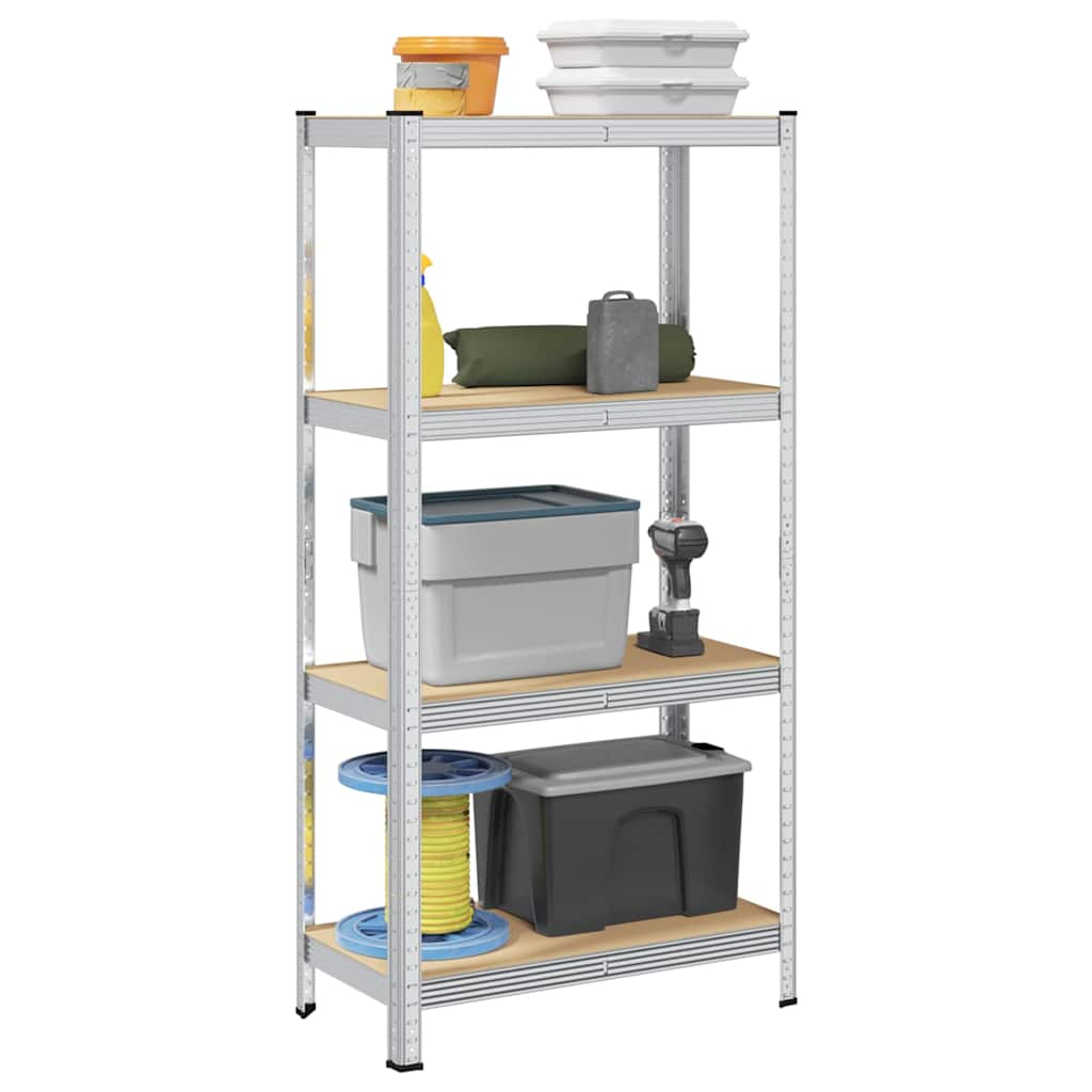 4-Layer Storage Shelf Silver Steel&Engineered Wood