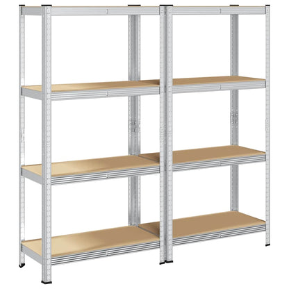 4-Layer Storage Shelves 2 pcs Silver Steel&Engineered Wood