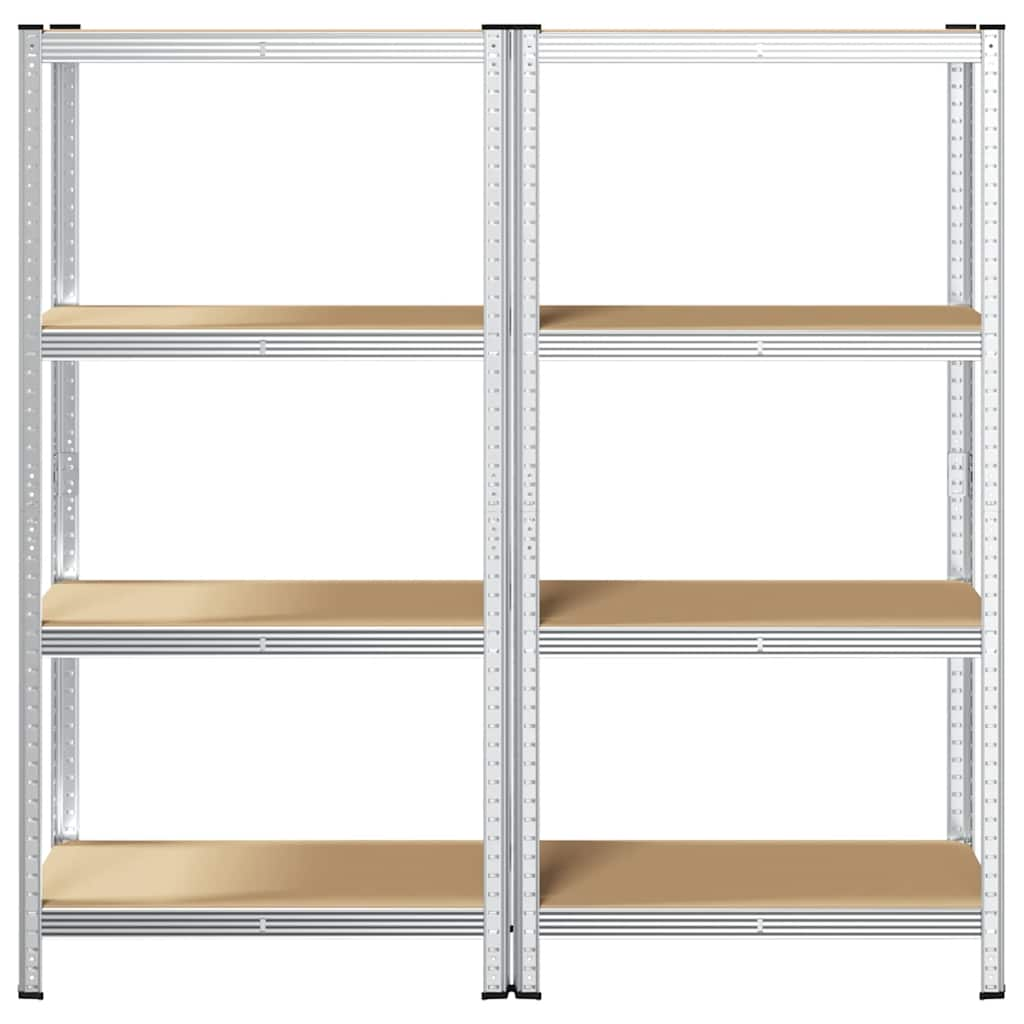 4-Layer Storage Shelves 2 pcs Silver Steel&Engineered Wood