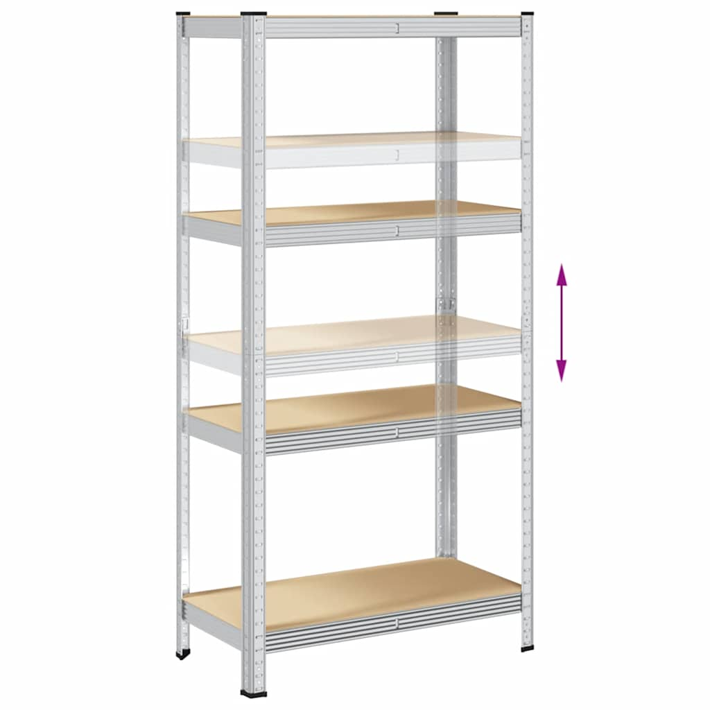 4-Layer Storage Shelves 2 pcs Silver Steel&Engineered Wood