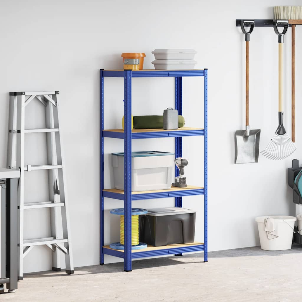 4-Layer Storage Shelf Blue Steel&Engineered Wood