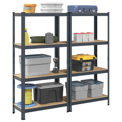 4-Layer Storage Shelves 2 pcs Anthracite Steel&Engineered Wood