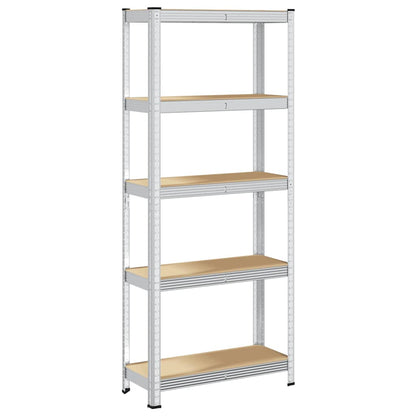 5-Layer Storage Shelf Silver Steel&Engineered Wood